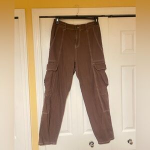 High Waisted Chocolate Brown Cargo Jeans